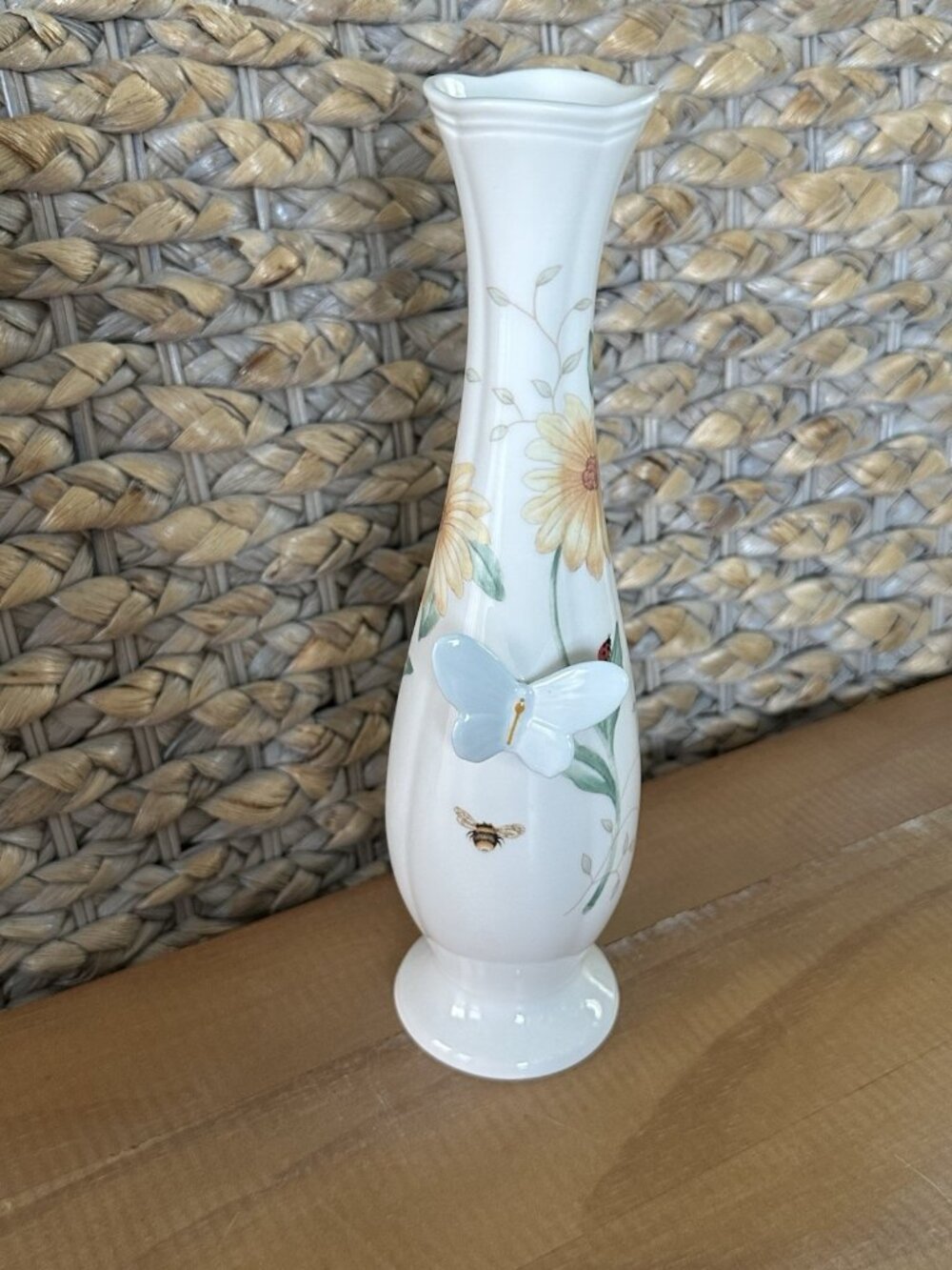 Vintage Lenox BUTTERFLY MEADOW 8 1/2" Bud VASE Louise Le Luyer Cottagecore